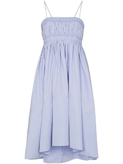 Shop Chloé Ruched Midi Dress In Blue