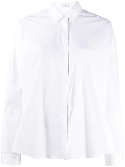 Shop Brunello Cucinelli Oversized Long-sleeve Shirt In White