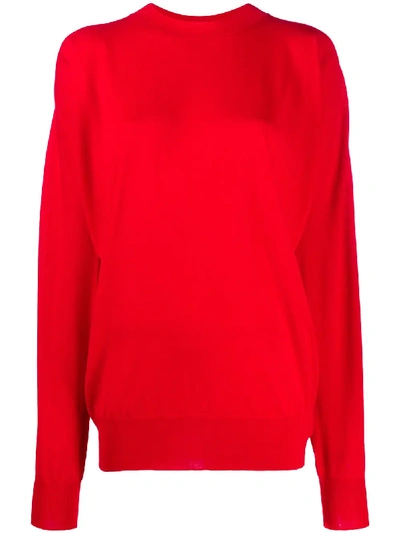 Shop Bottega Veneta Crew Neck Knitted Jumper In Red