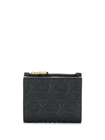 Shop Ferragamo Embossed Gancini Wallet In Black