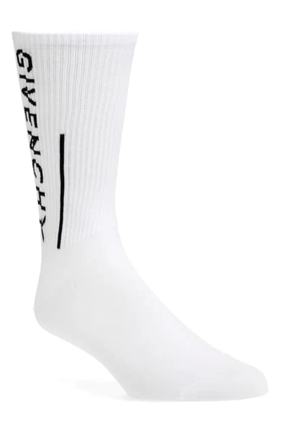 Shop Givenchy Split Logo Crew Socks In White/ Black