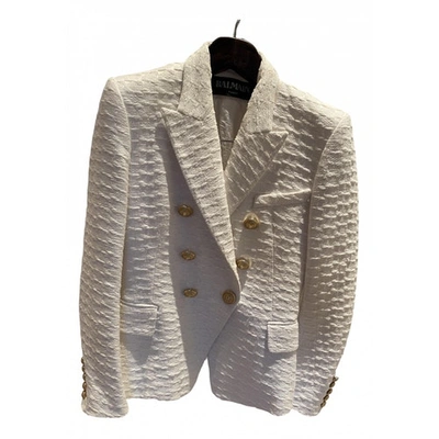 Pre-owned Balmain White Tweed Jacket
