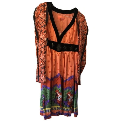 Pre-owned Manoush Silk Mid-length Dress In Orange