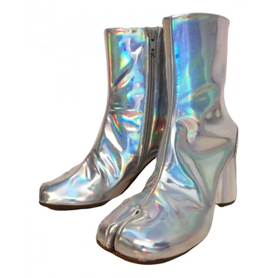 Pre-owned Maison Margiela Tabi Silver Leather Ankle Boots