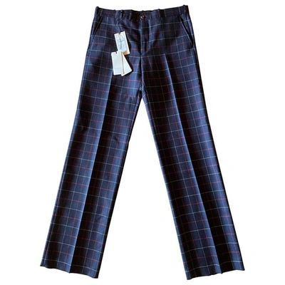 Pre-owned Gucci Blue Wool Trousers
