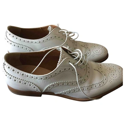 Pre-owned Church's White Leather Lace Ups