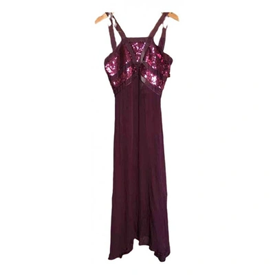 Pre-owned Azzaro Burgundy Silk Dress