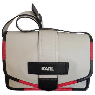 Pre-owned Karl Ecru Leather Handbag