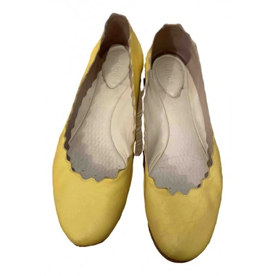Pre-owned Chloé Lauren Yellow Leather Ballet Flats