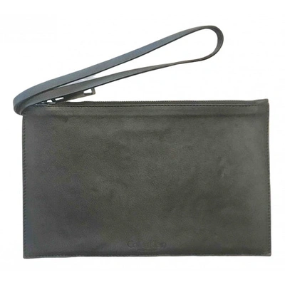 Pre-owned Calvin Klein Collection Leather Clutch Bag In Grey