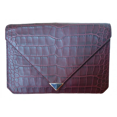 Pre-owned Alexander Wang Leather Clutch Bag In Burgundy