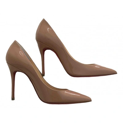 Pre-owned Christian Louboutin So Kate  Patent Leather Heels In Beige