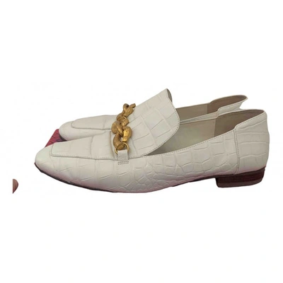 Pre-owned Tory Burch Leather Flats In White