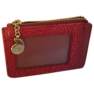 Pre-owned Etro Leather Card Wallet In Red