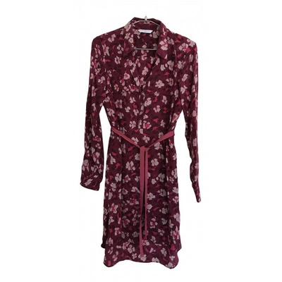 Pre-owned Marella Silk Mid-length Dress In Burgundy