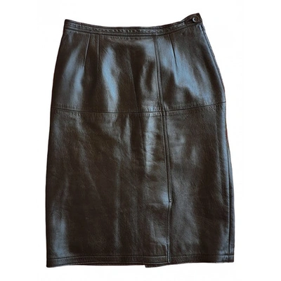 Pre-owned Loewe Black Leather Skirt