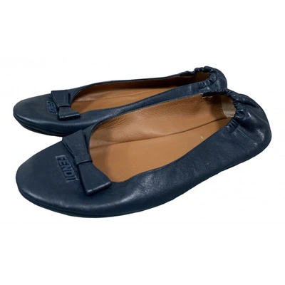 Pre-owned Fendi Leather Ballet Flats In Blue
