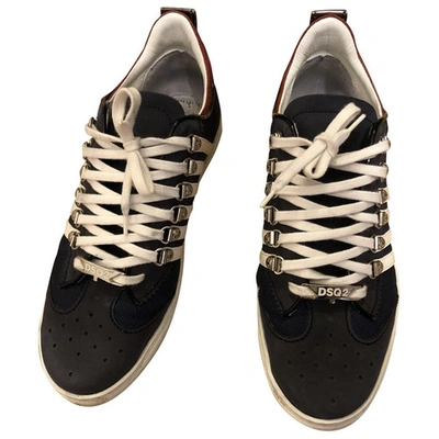 Pre-owned Dsquared2 251 Navy Leather Trainers