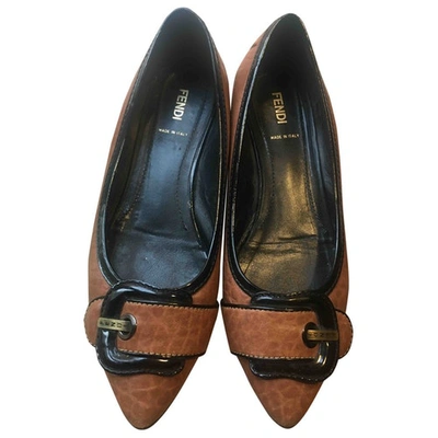 Pre-owned Fendi Brown Leather Ballet Flats