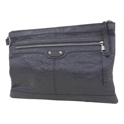 Pre-owned Balenciaga Grey Leather Clutch Bag