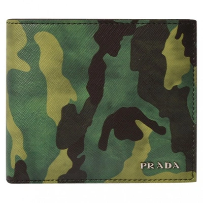 Pre-owned Prada Green Leather Wallet