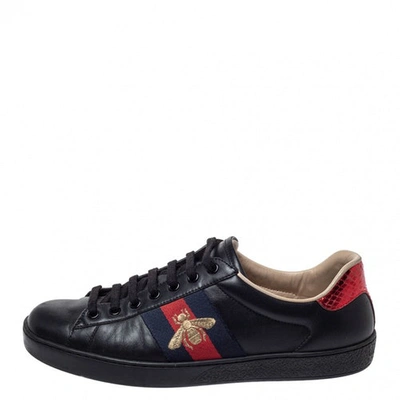 Pre-owned Gucci Ace Black Leather Trainers