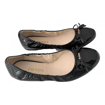 Pre-owned Prada Black Patent Leather Ballet Flats