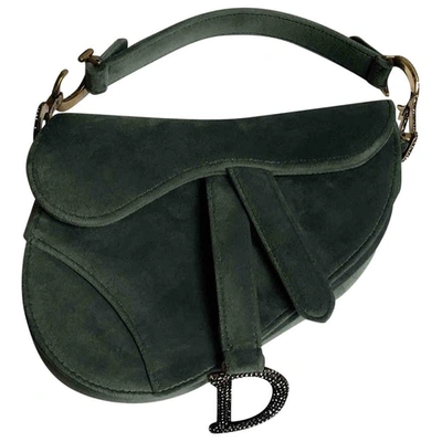 Pre-owned Dior Saddle Green Velvet Handbag