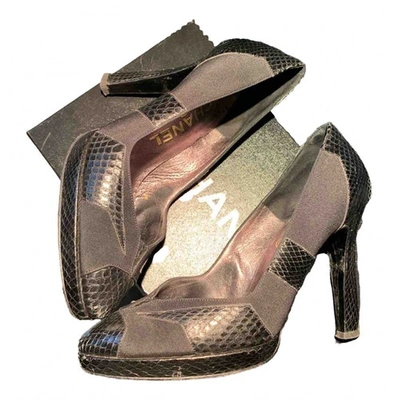 Pre-owned Chanel Metallic Water Snake Heels