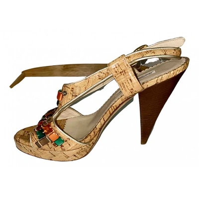 Pre-owned Oscar De La Renta Leather Sandals In Beige