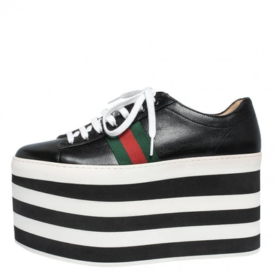 Pre-owned Gucci Peggy Black Leather Trainers