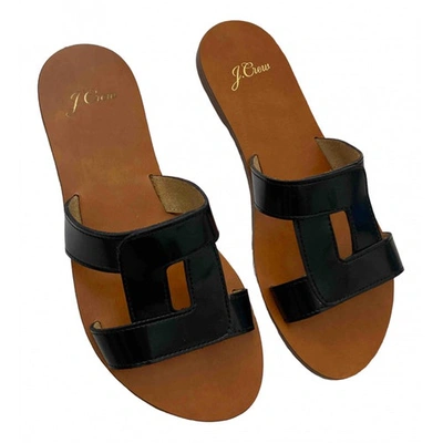 Pre-owned Jcrew Black Leather Sandals