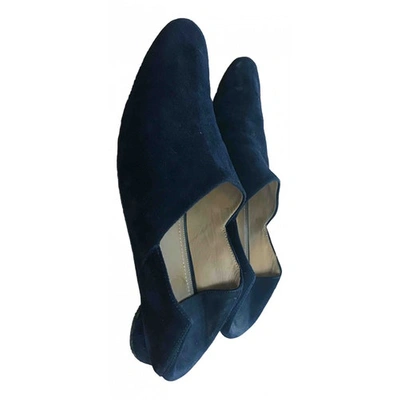 Pre-owned The Row Navy Suede Flats