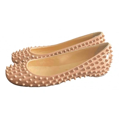 Pre-owned Christian Louboutin Beige Leather Ballet Flats