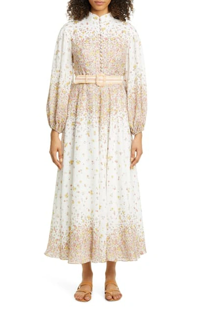 Shop Zimmermann Carnaby Long Sleeve Maxi Dress In Ditsy Peach