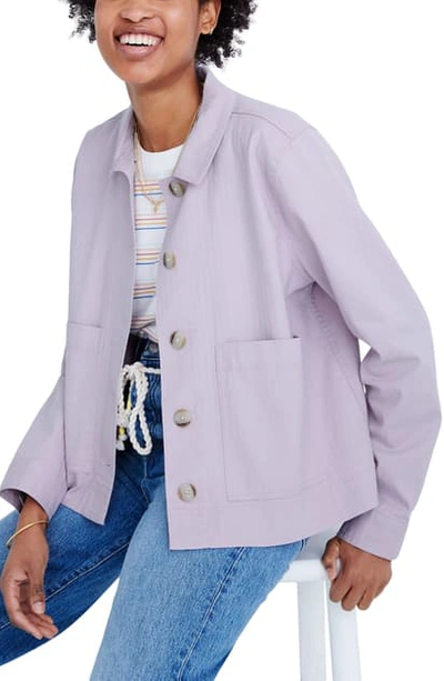 Shop Madewell Connor Cropped Chore Jacket In Pale Lilac