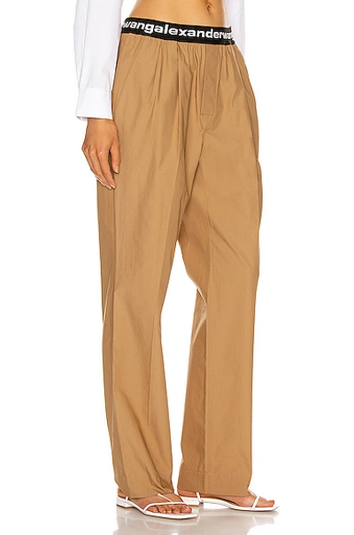 Shop Alexander Wang T Pull On Logo Pleated Pant In Tobacco