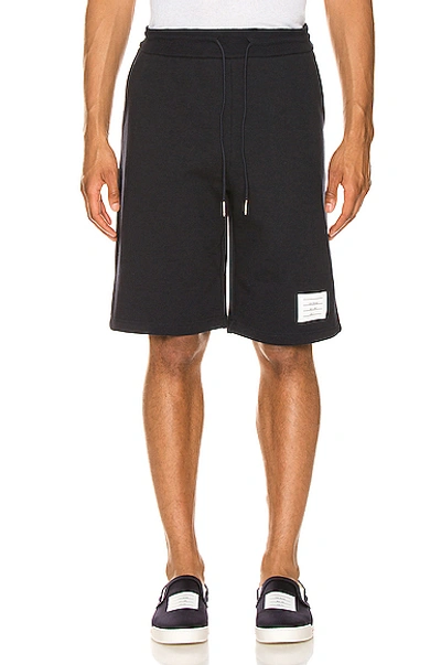 Shop Thom Browne Sweat Shorts In Navy