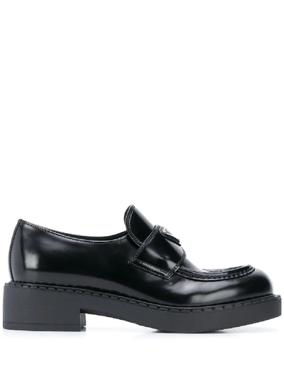 Shop Prada Chunky Sole Logo Loafer In Black