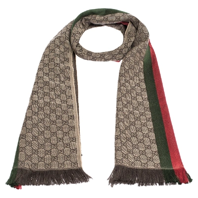 Gg jacquard knitted hot sale scarf with web