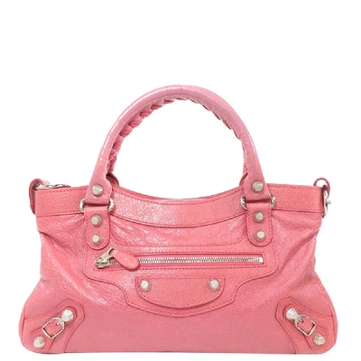 Pre-owned Balenciaga Pink Leather Motocross Classic First Bag
