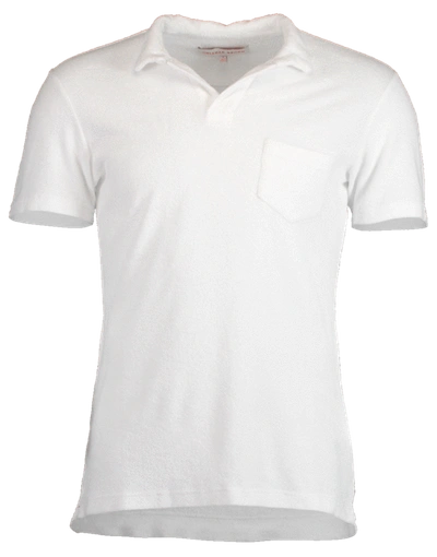 Shop Orlebar Brown White Terry Toweling Polo