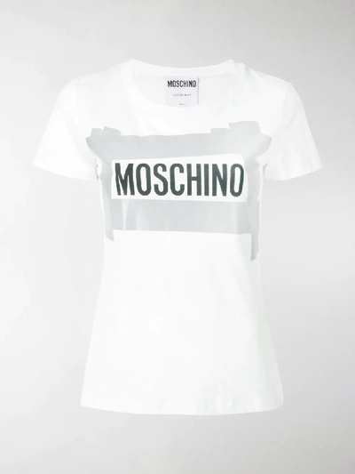 Shop Moschino Duct Tape Logo T-shirt In White