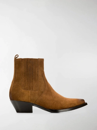 Shop Saint Laurent Lukas Ankle Boots In Brown