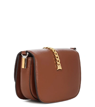 Shop Gucci Sylvie 1969 Mini Leather Shoulder Bag In Brown