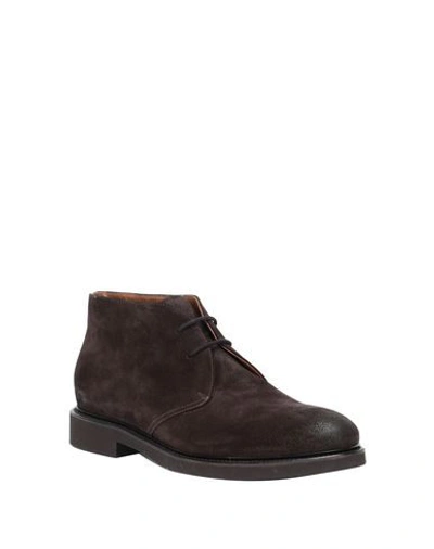 Doucal's Man Ankle Boots Dark Brown Size 12 Leather In Brown