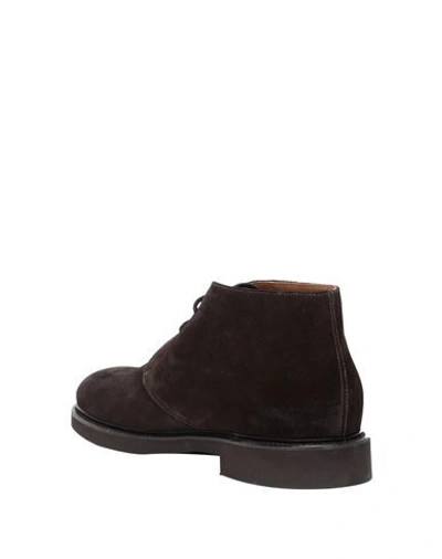 Doucal's Man Ankle Boots Dark Brown Size 12 Leather In Brown
