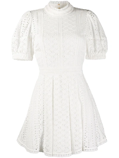 Shop Self-portrait Broderie Cotton Mini Dress In White