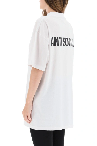 Shop Vetements Antisocial Slogan T-shirt In White,red,black