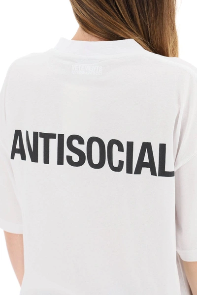 Shop Vetements Antisocial Slogan T-shirt In White,red,black